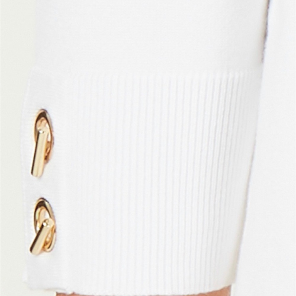 JM COLLECTION OPEN FRONT CARDIGAN TOP-TOGGLE SLEEVES WHITE SIZE MEDIUM PETITE - Picture 3 of 10